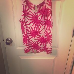 Pink and White blouse with zipper back